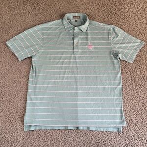 Peter Millar‎ Summer Comfort Knit Shirt Men's Large Striped Green Pink Stretch